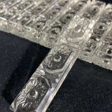 Set of 12 molded glass or crystal knife rests with diamond point decor