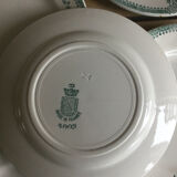 9 dessert plates Saint Amand 4003 art nouveau décor blue-green