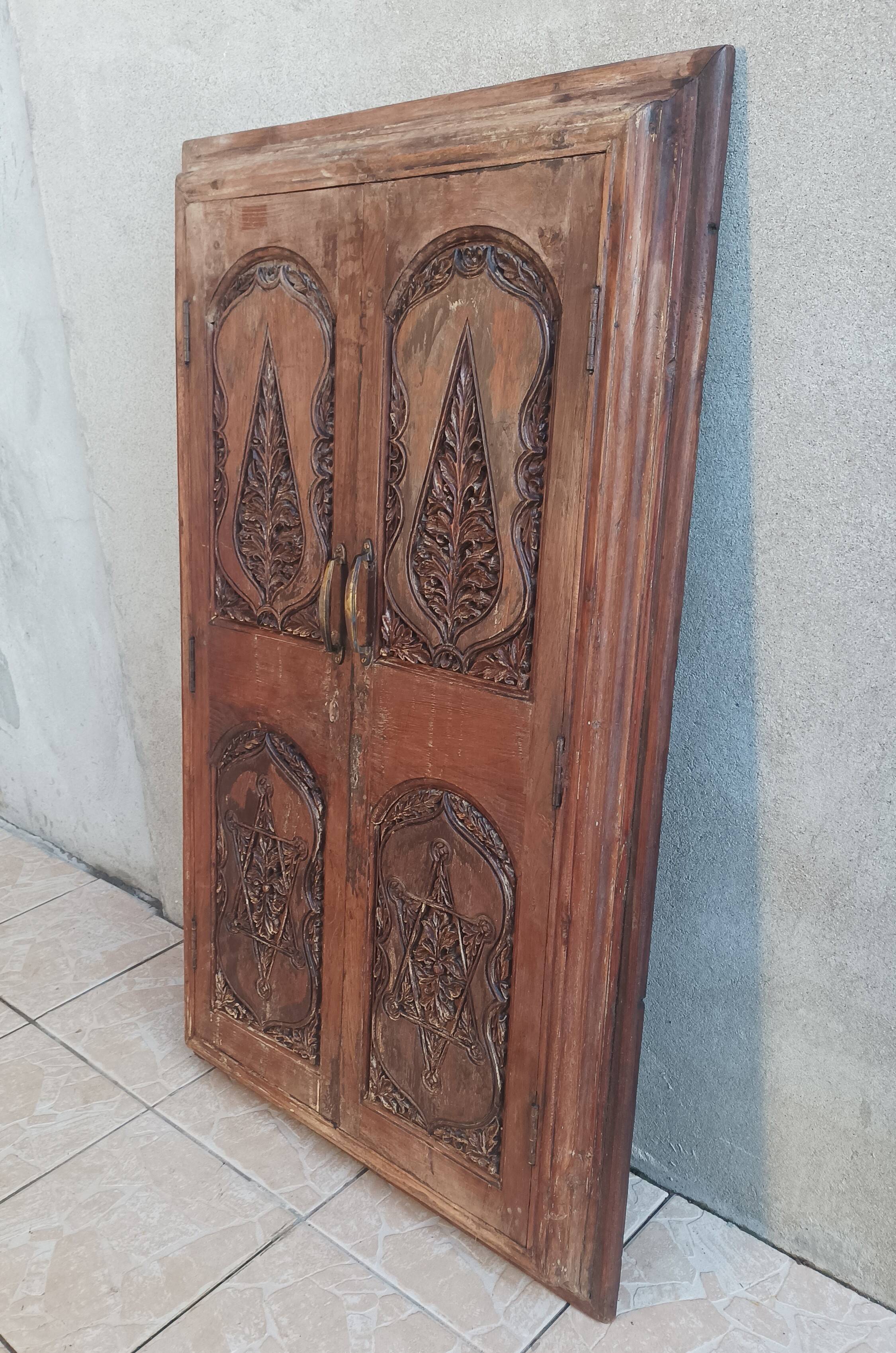 Old cupboard doors, beech wall bookcase (1)
