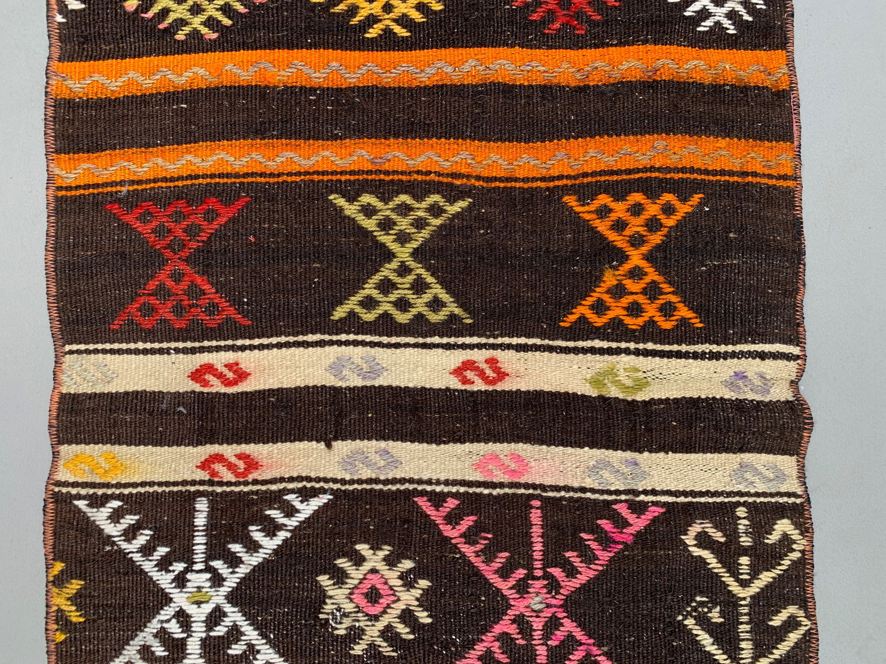 Old Turkish narrow Kilim Runner 300x51 cm shabby chic, vintage kelim