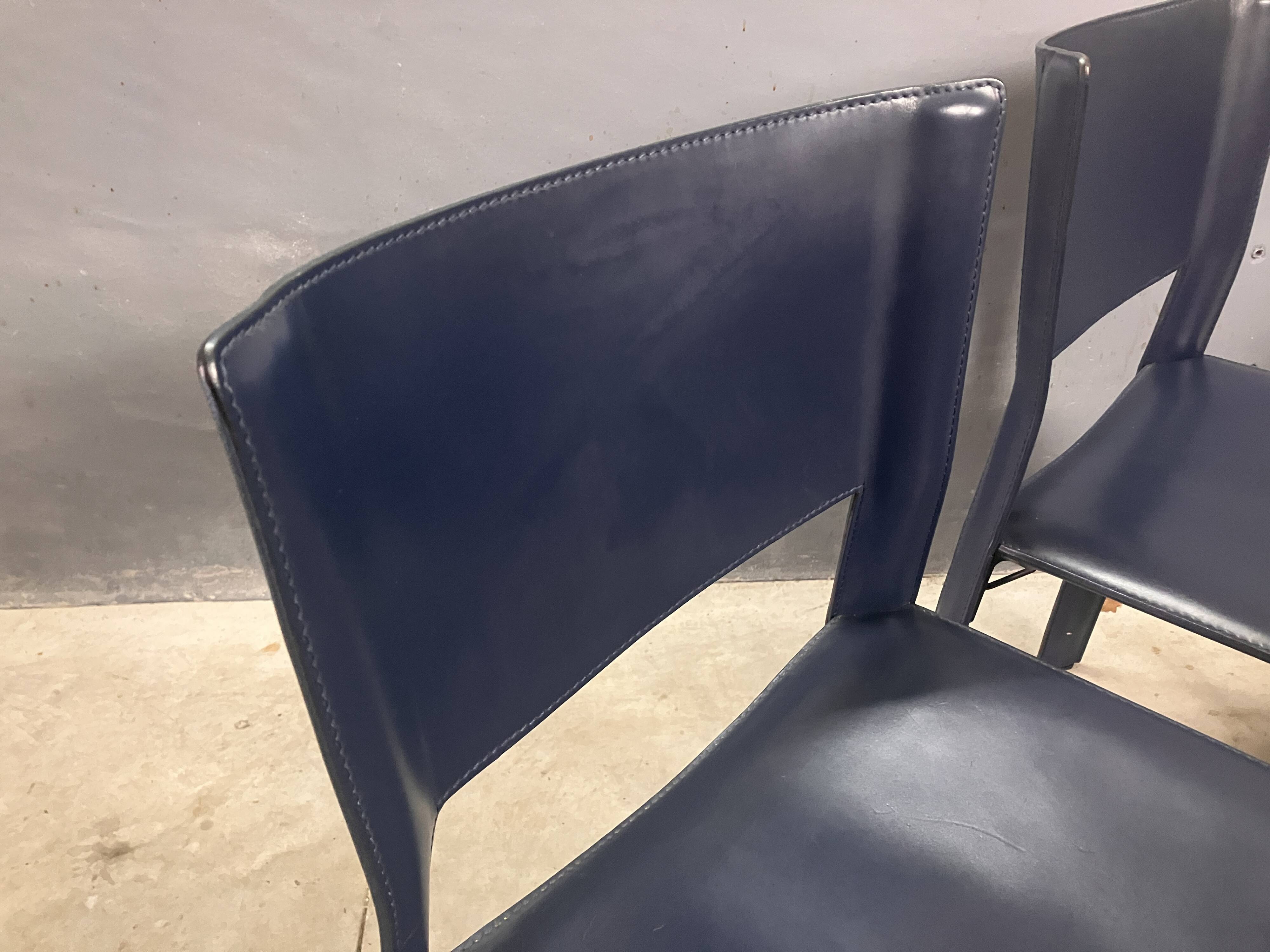 CHairs leather blue Italian Design Giancarlo Vegni