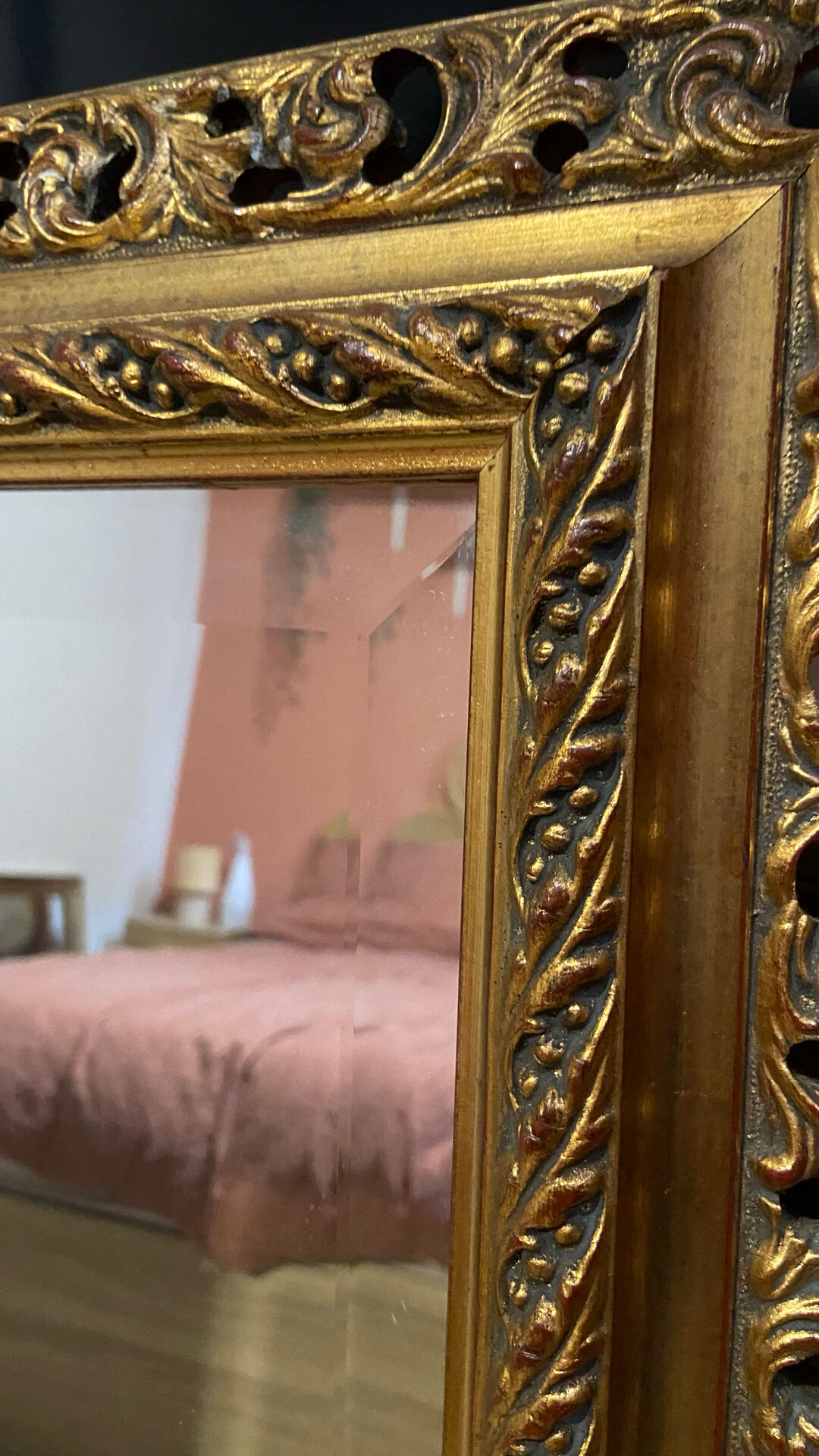 Exceptional antique large mirror in Louis XV style – Openwork gilded frame
