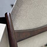 Pair of vintage GFM-64 pure linen armchairs by Edmund Homa, 1960s