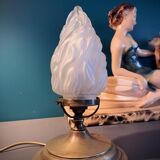 Lampe flamme Art Déco verre dépoli 1920-1930