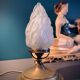Art Deco flame lamp with frosted glass from 1920-1930.