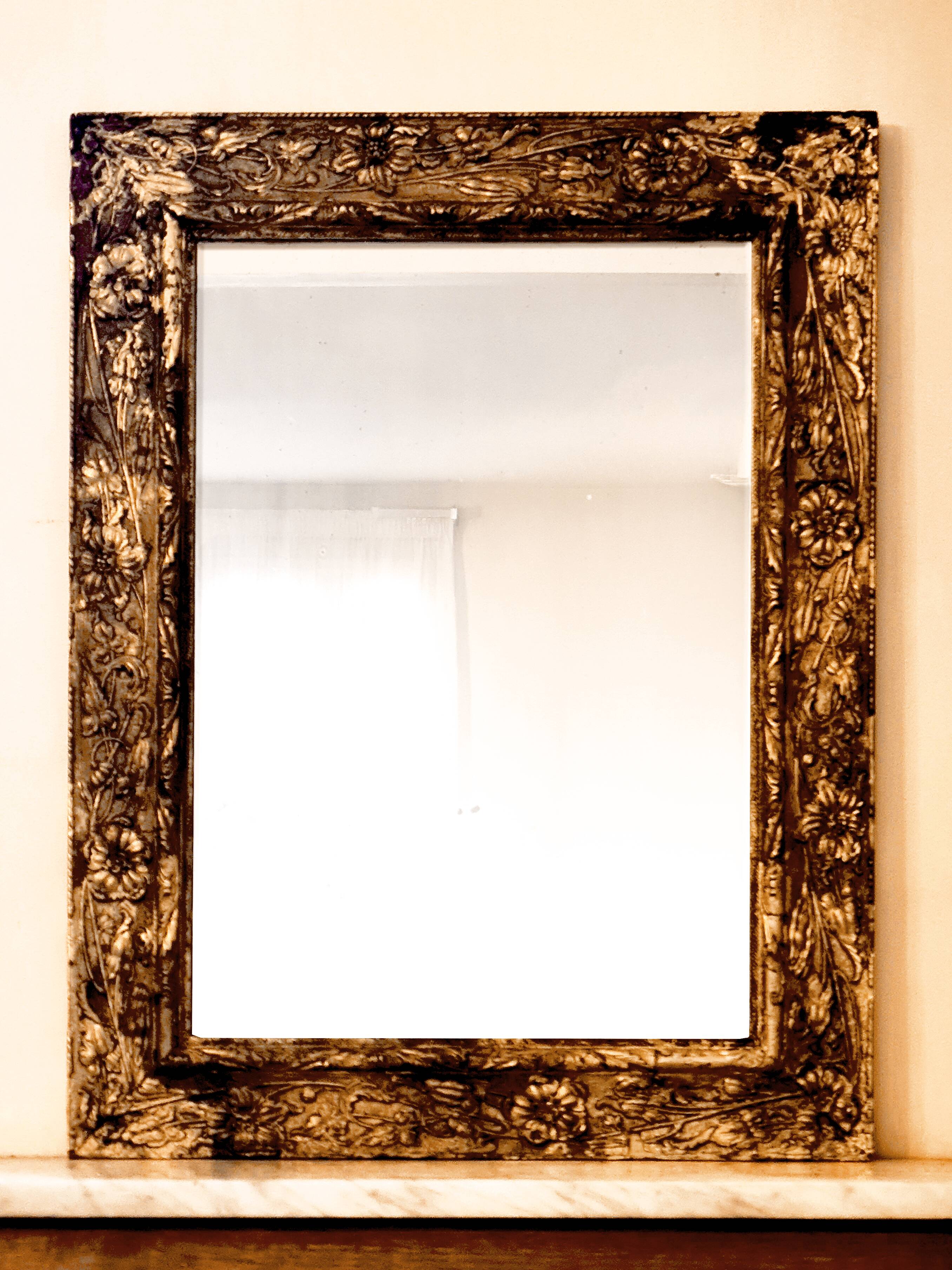 Miroir “Clotilde” – décor floral doré