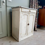 Petit buffet parisien patine blanche (rénové)