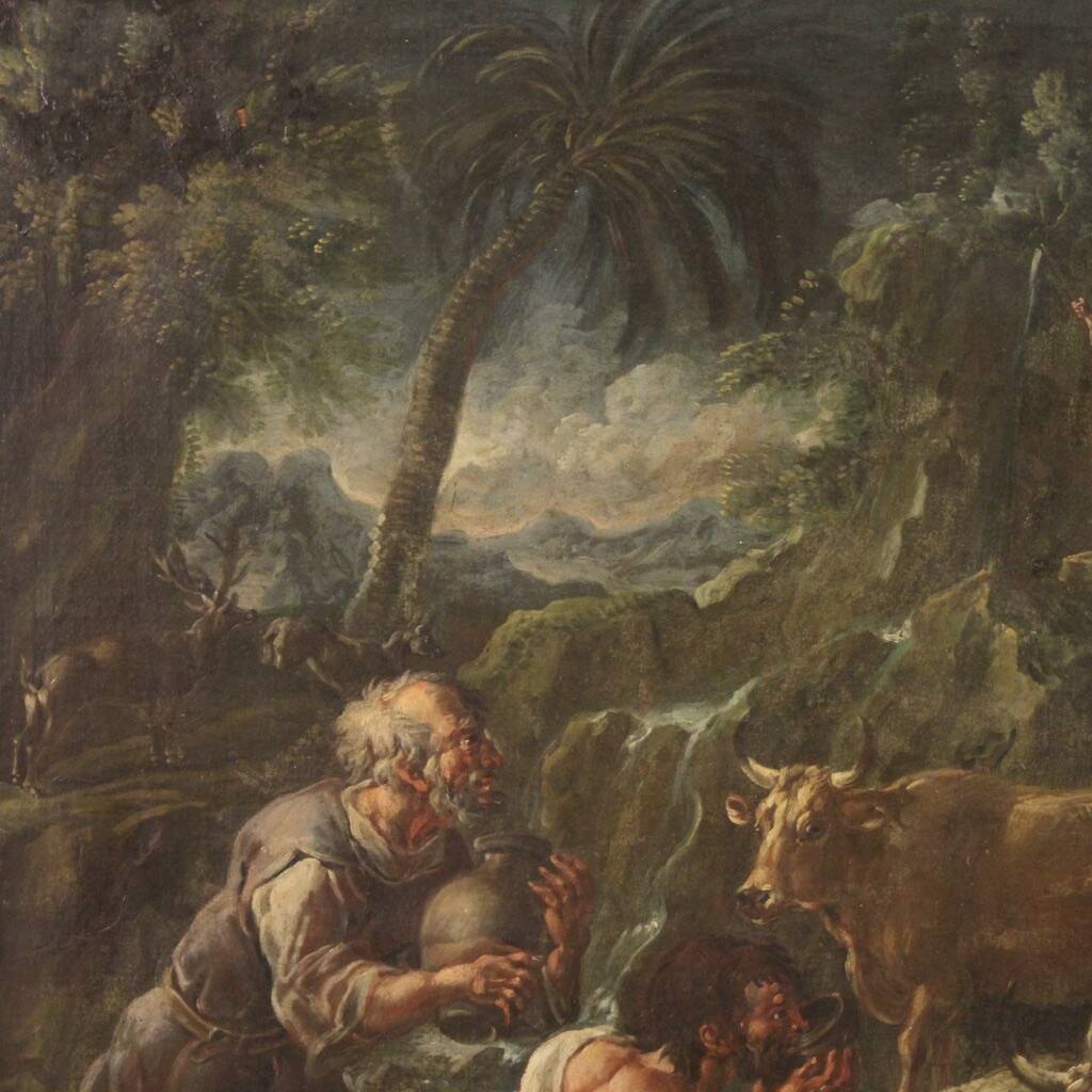 Great painting from the 18th century, Moses Striking the Rock
