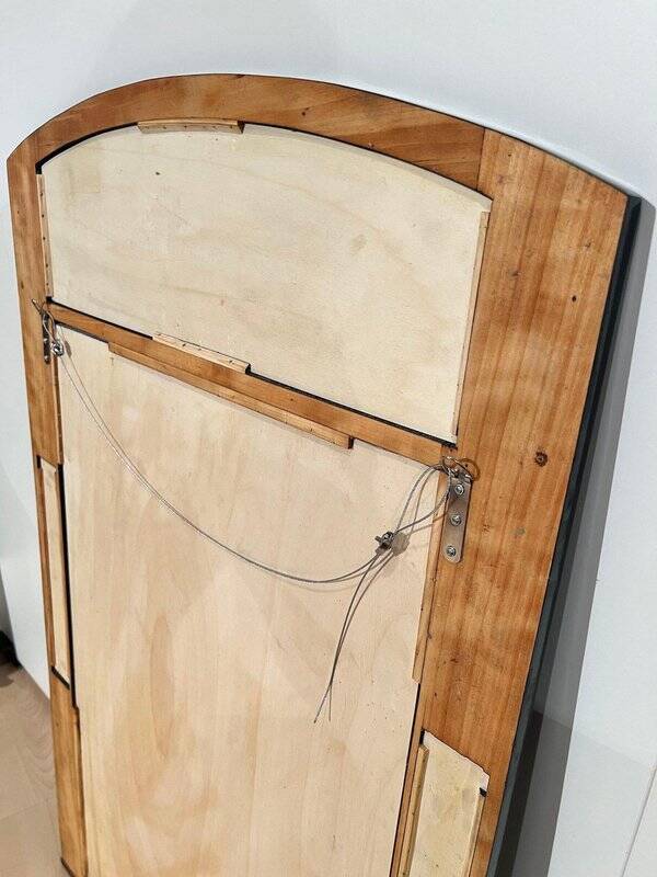 Art Deco Wall Mirror in Black Lacquer & Silver Leaf, France, 1930s