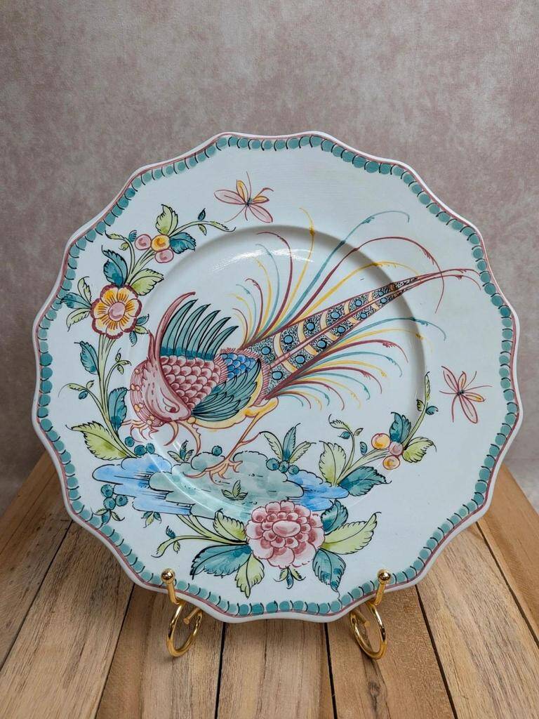 Decorative plate in earthenware Ânfora Águeda – Portugal – Hand-painted exotic bird