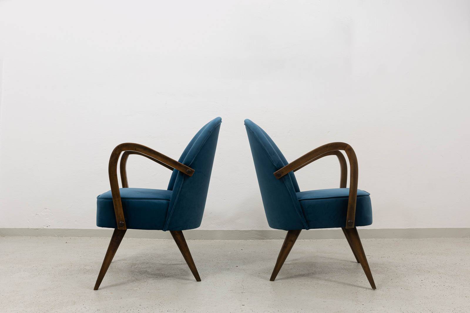 Pair of mid-century cocktail chairs, Poland, 1950s