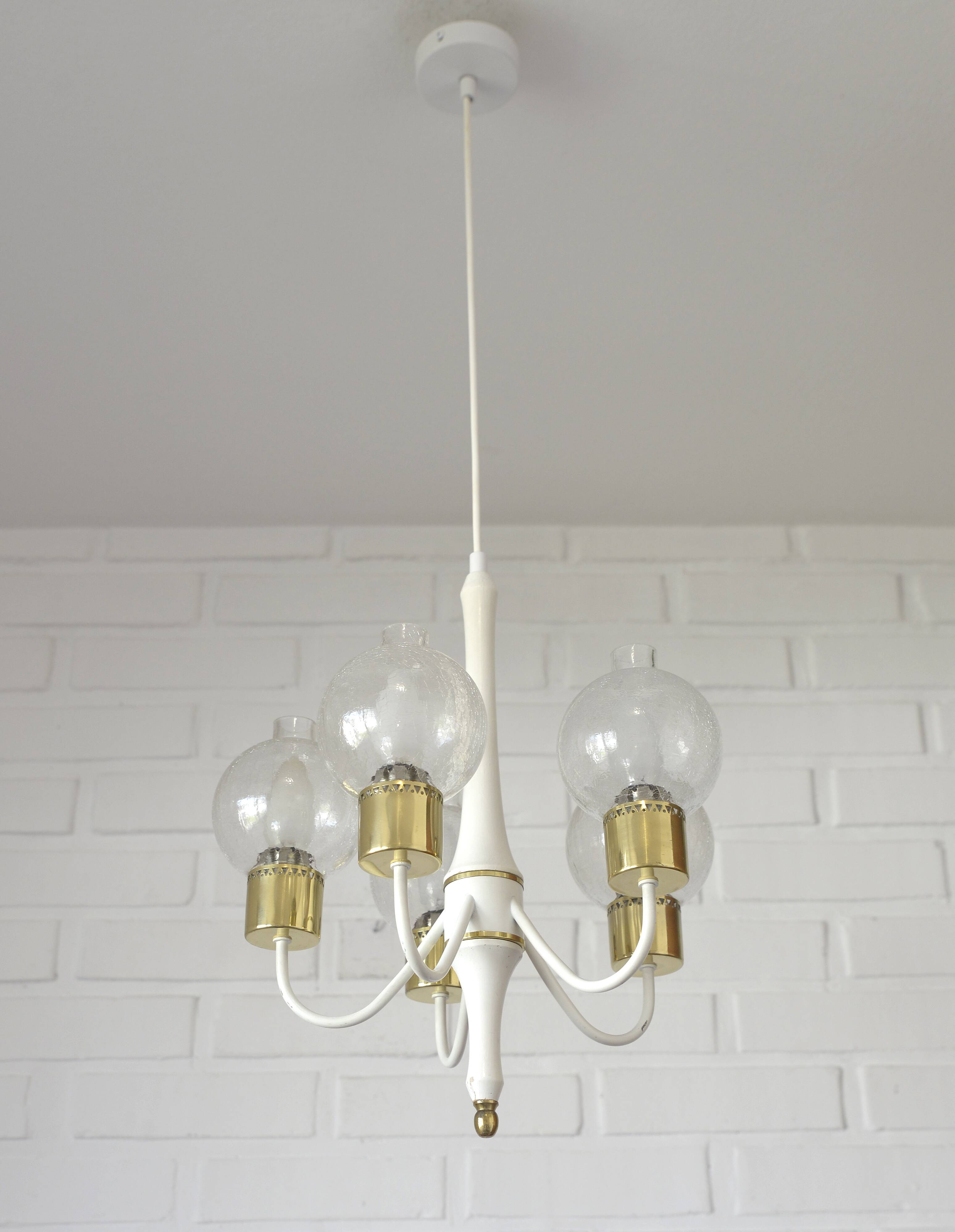 Vintage pendant light white eclectic chandelier hanging lamp Germany 1970's