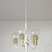 Vintage pendant light white eclectic chandelier hanging lamp Germany 1970's