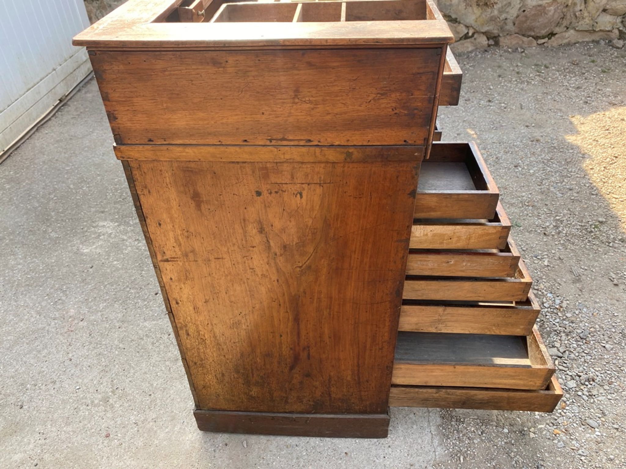 Old and authentic piece of furniture established watchmaker counter jeweler 1900