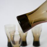 Set of 5 large Long Drink glasses in smoked glass Design, 1970