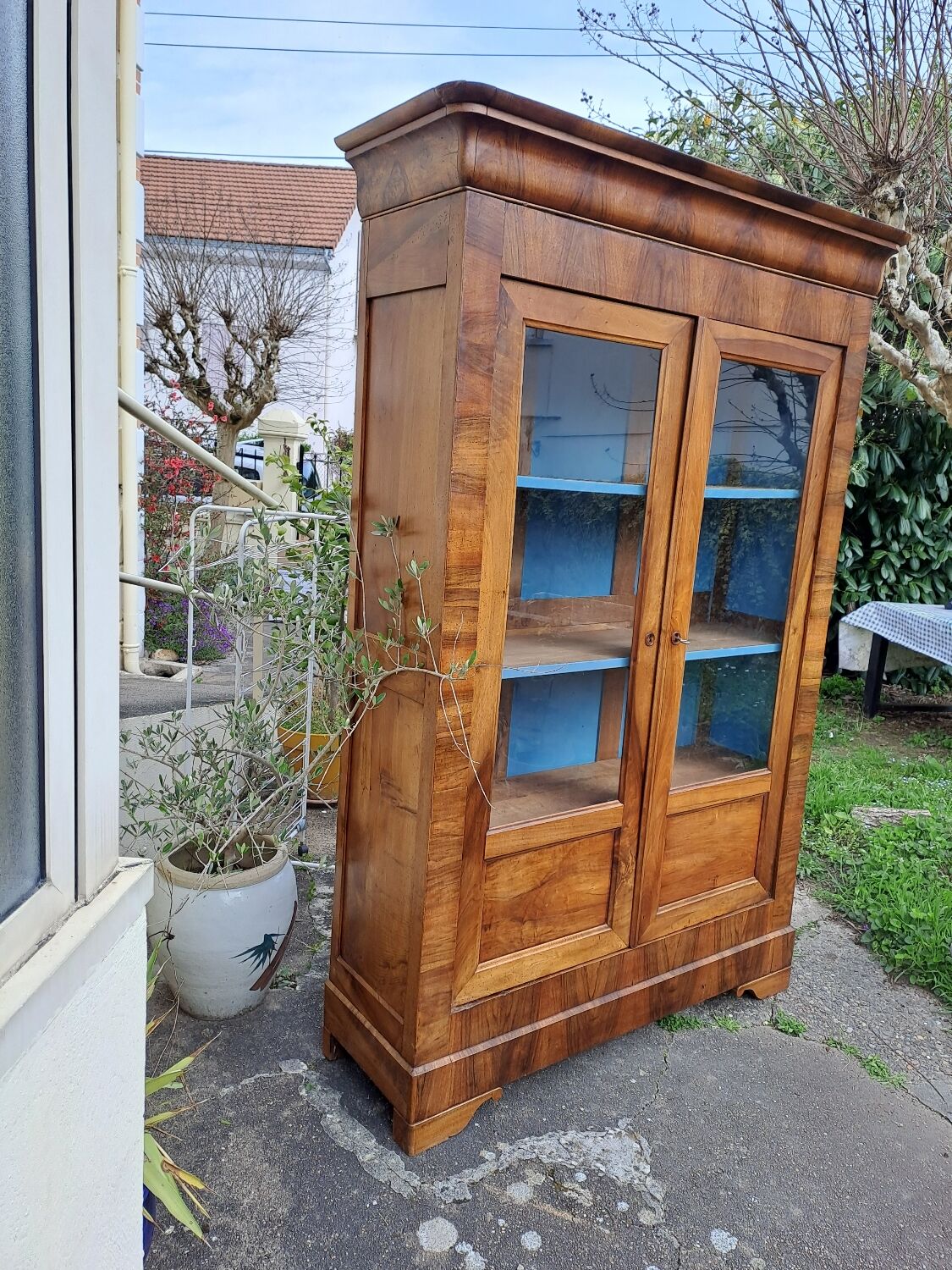 Louis Philippe blond walnut bookcase