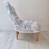 Blue toile de Jouy toad armchair