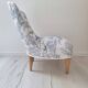 Fauteuil crapaud toile de Jouy bleu
