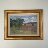 Swedish Modernist Landscape Oil Painting 1960s
