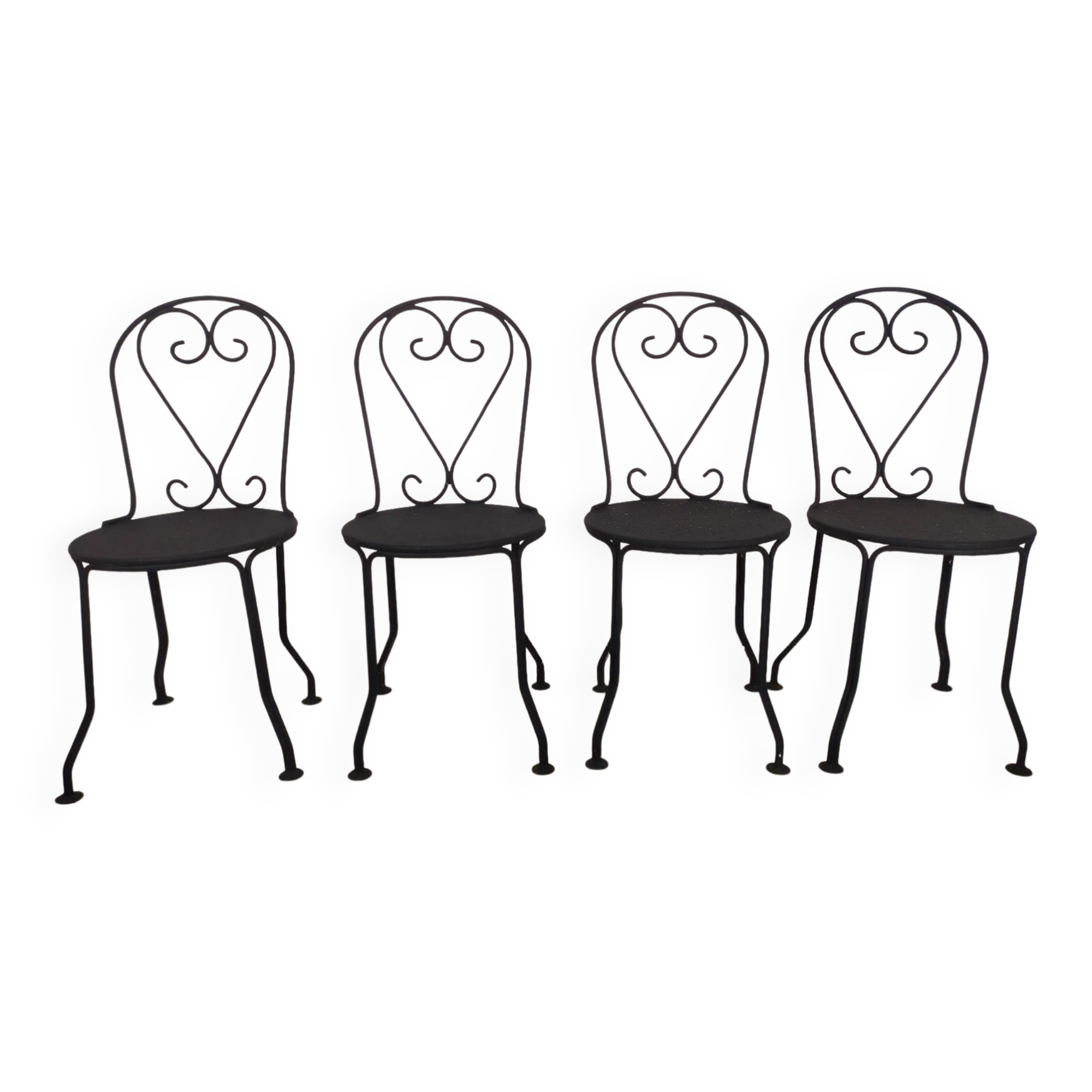 4 black garden chairs