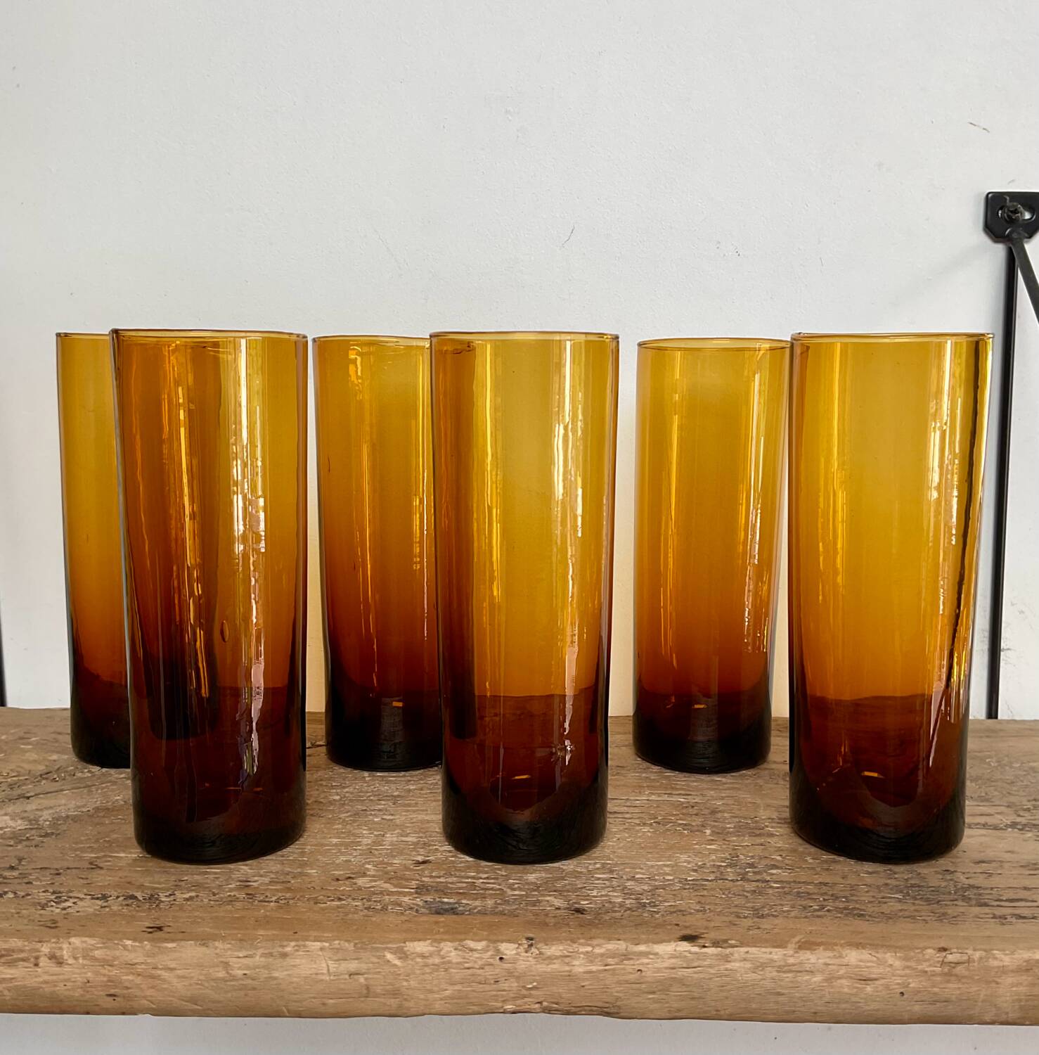 6 verres long drink ambrés