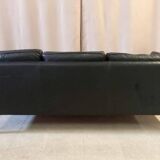 Danish vintage 3 seater black leather Stouby sofa , 1960s