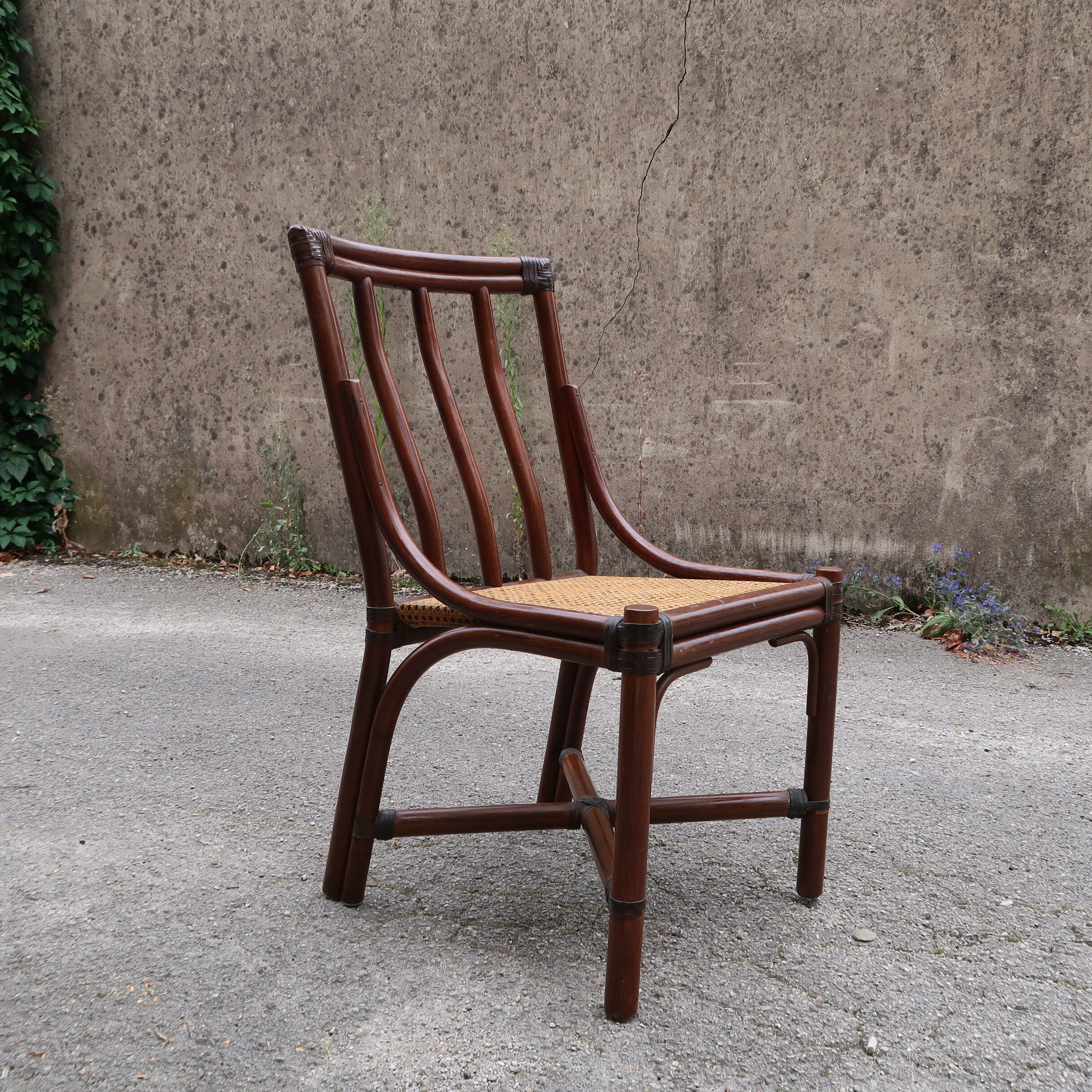 Office chair Mc Guire in bamboo and seat in cannage