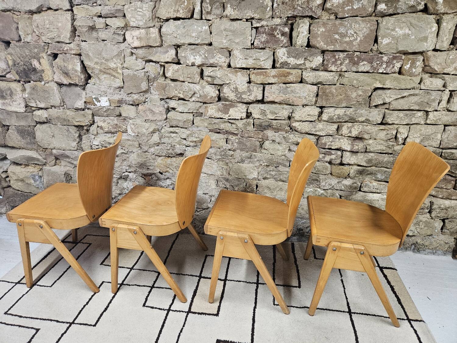 Set of 4 vintage 1960s bistro chairs