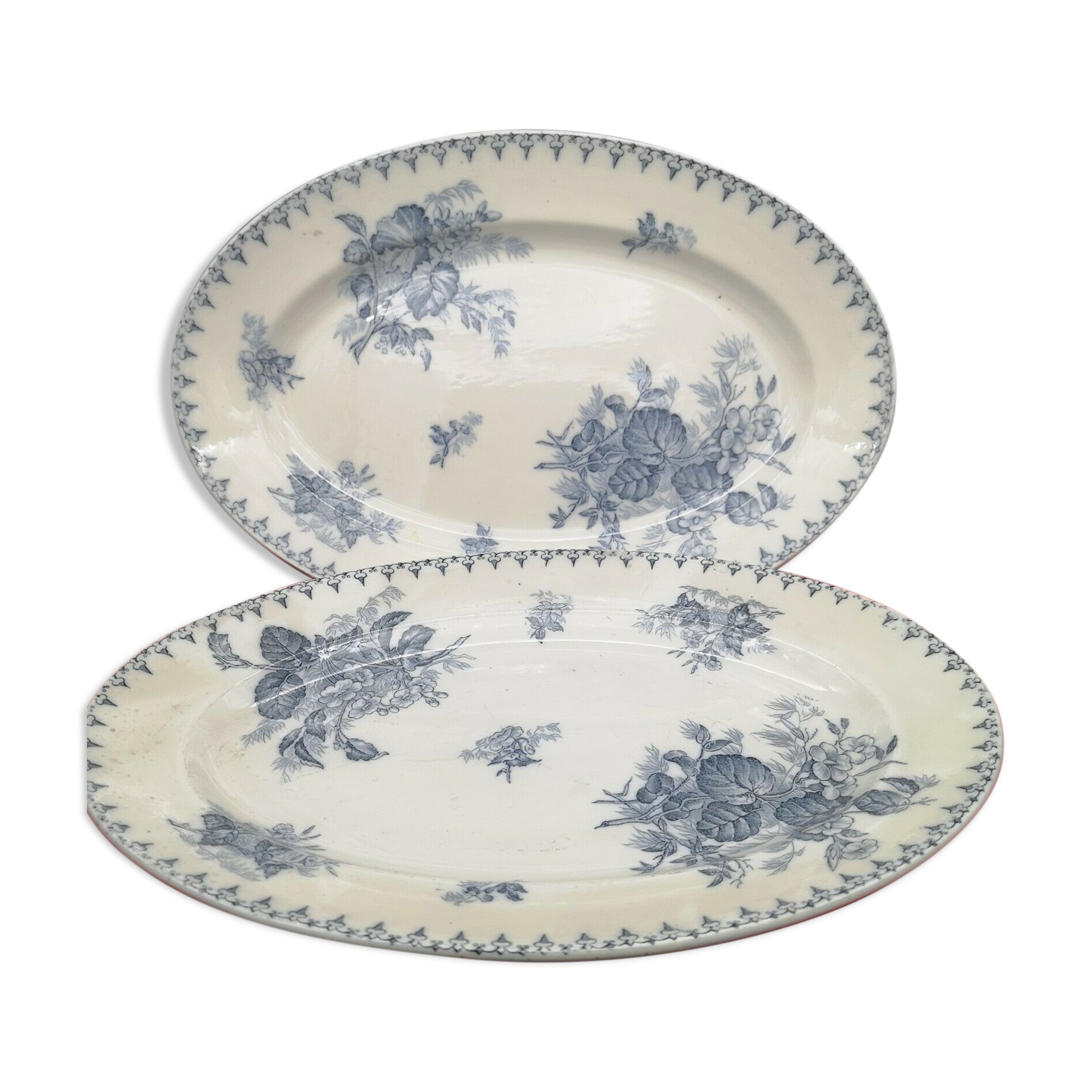 Paire de plats ovales faïence Sarreguemines modèle Flore