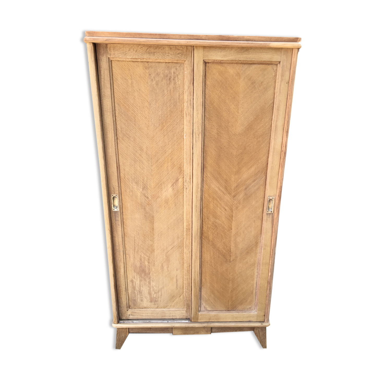 Wardrobe wardrobe in pickled oak Vintage compass feet