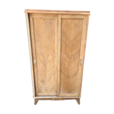 Armoire penderie en chêne décapé vintage pieds compas