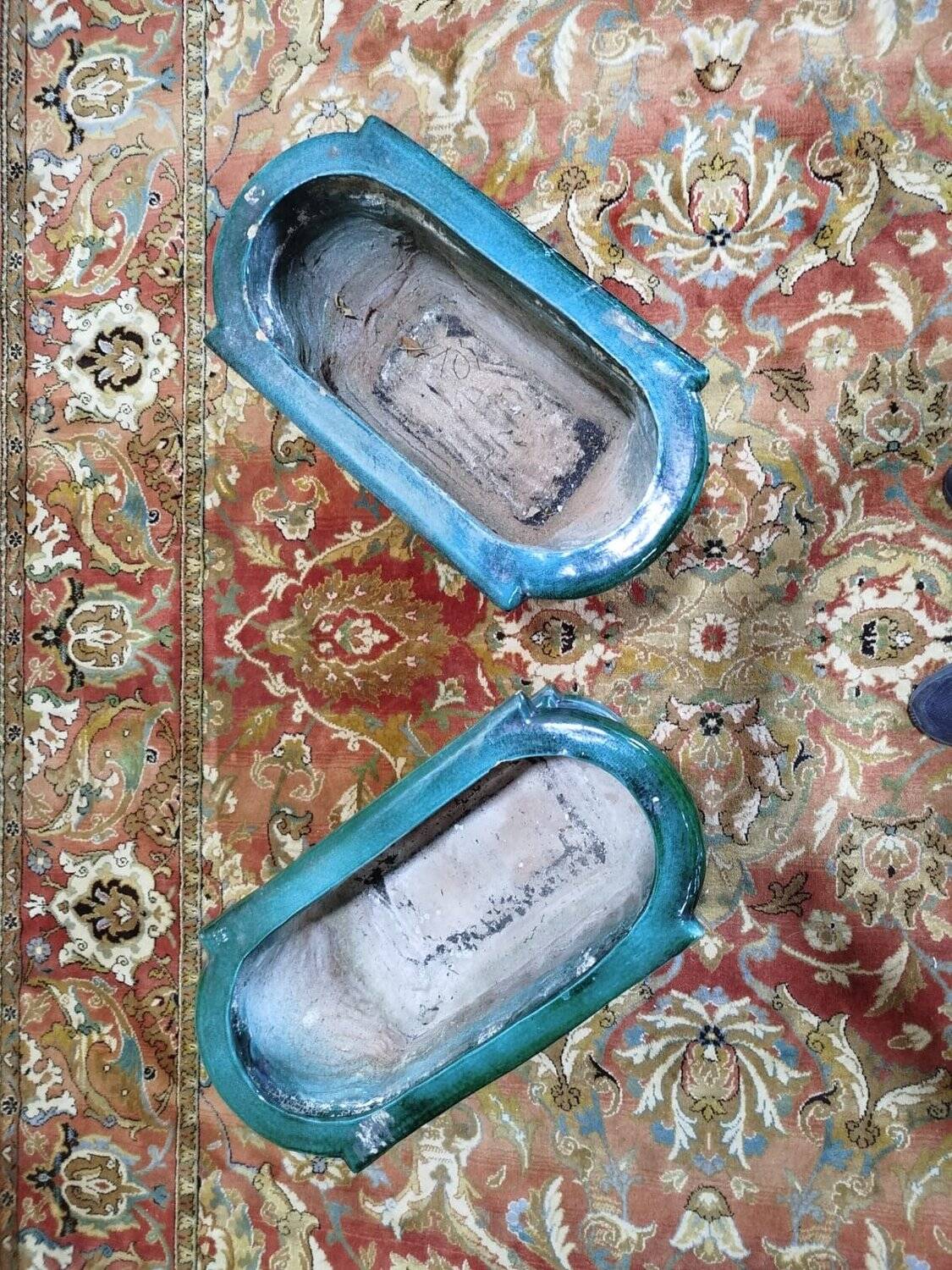 Pair of glazed terracotta planters