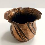 Round Embossed Copper Cachepot / Vase attr. to Egidio Casagrande, Italy