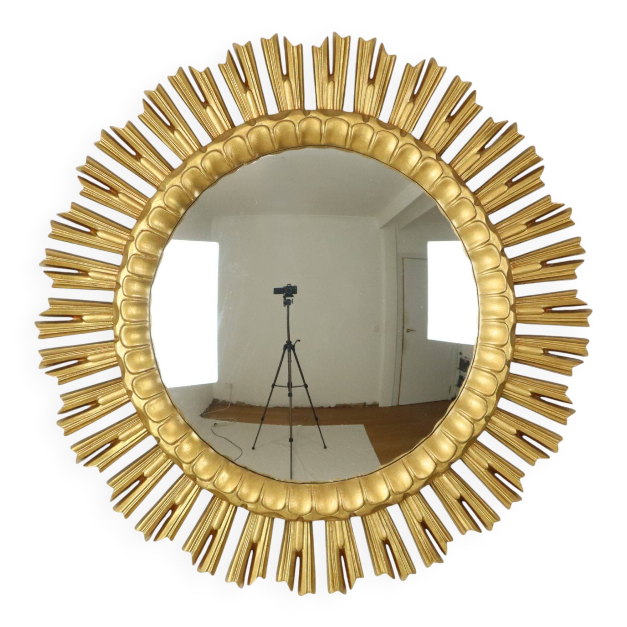 XL Gold-colored Sun Mirror Sunburst Witch's Eye Resin 60cm