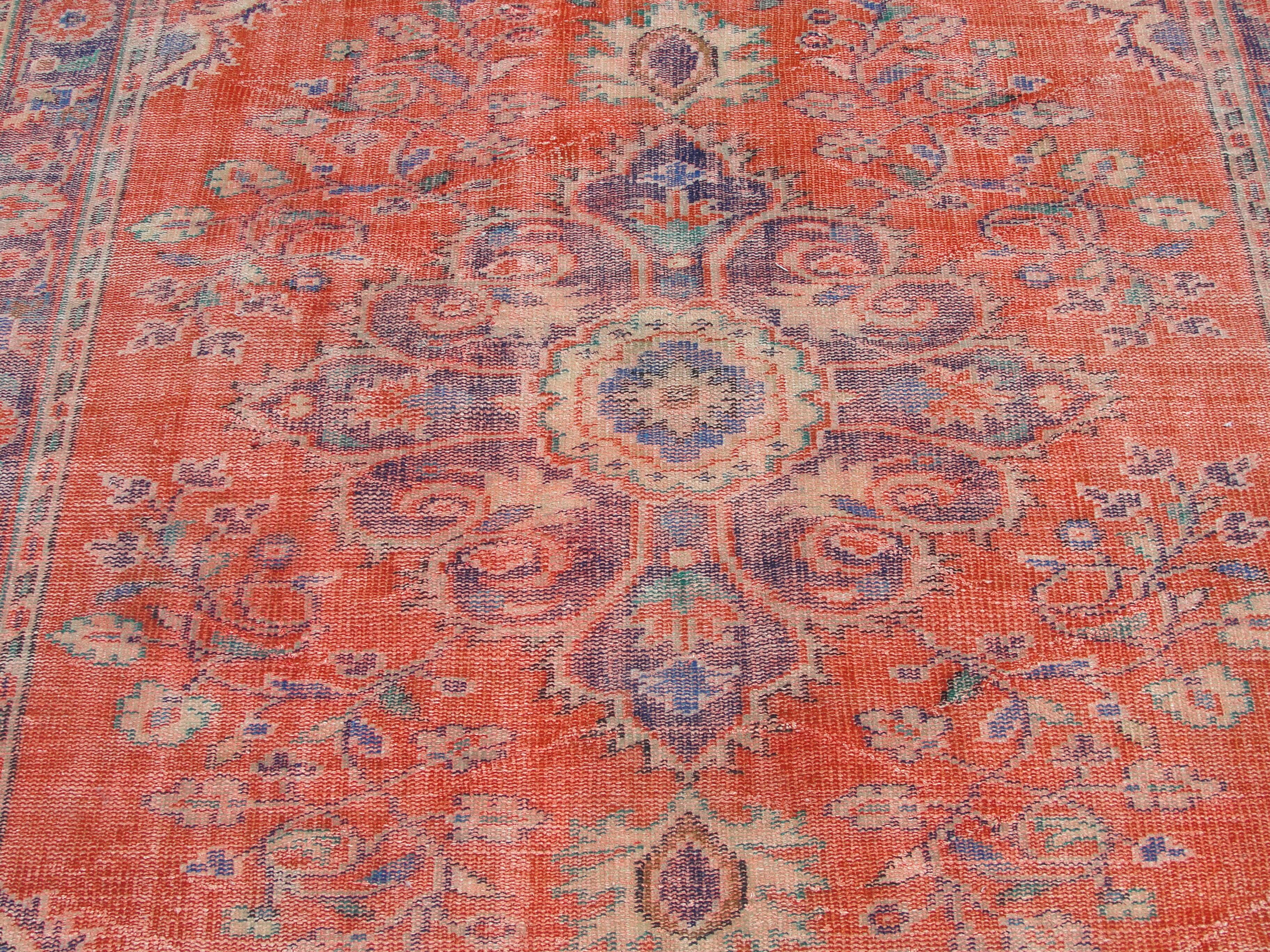 Turkish oushak large handmade red rug 194cm x 286cm living room rugs