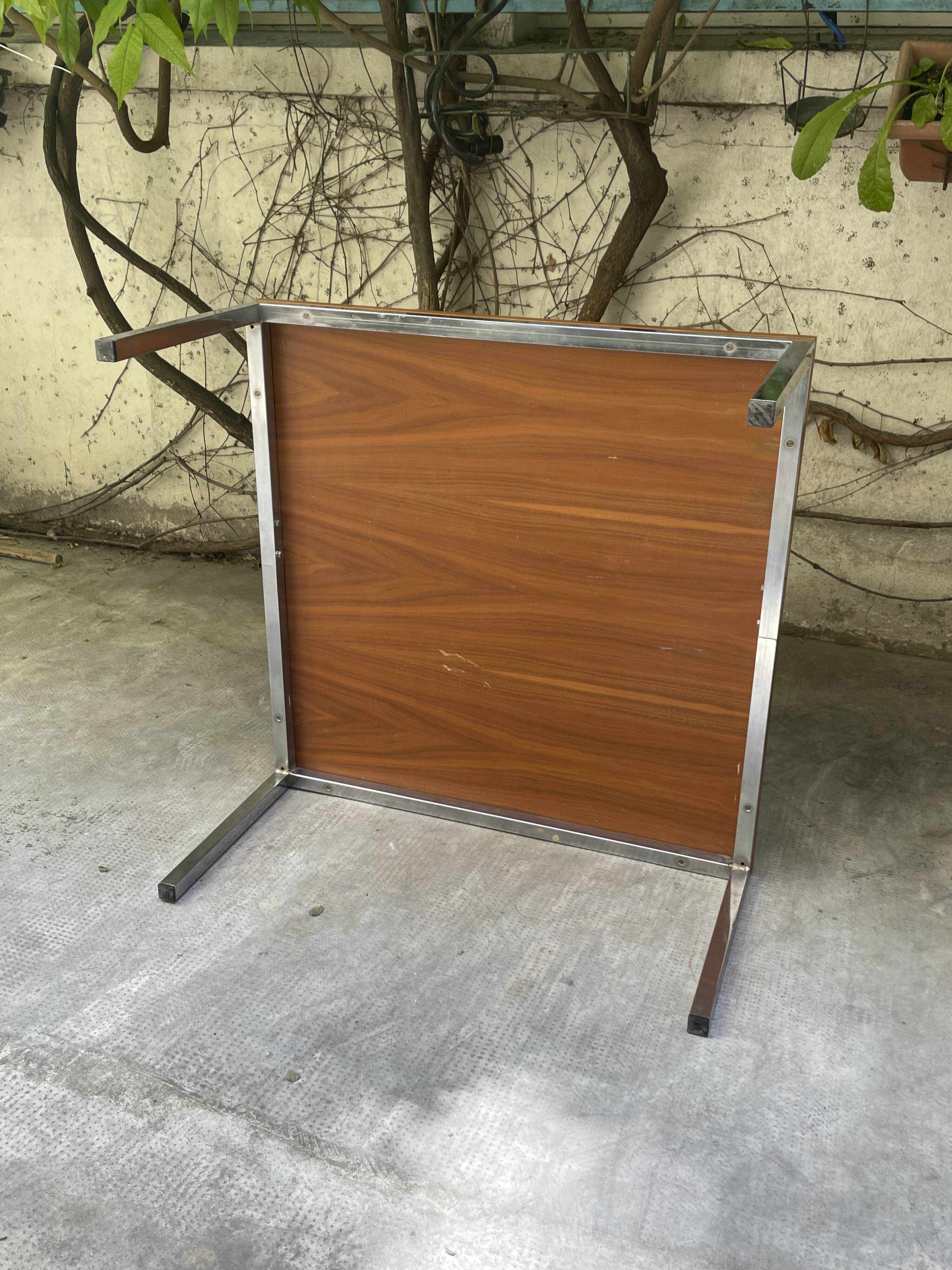 Coffee table in chrome and teak, 1960