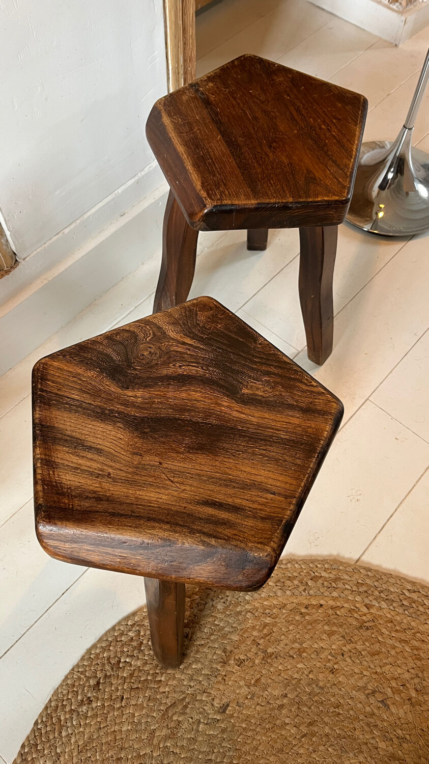 Pair of vintage stools by Olavi Hänninen – Solid oak – 1950s