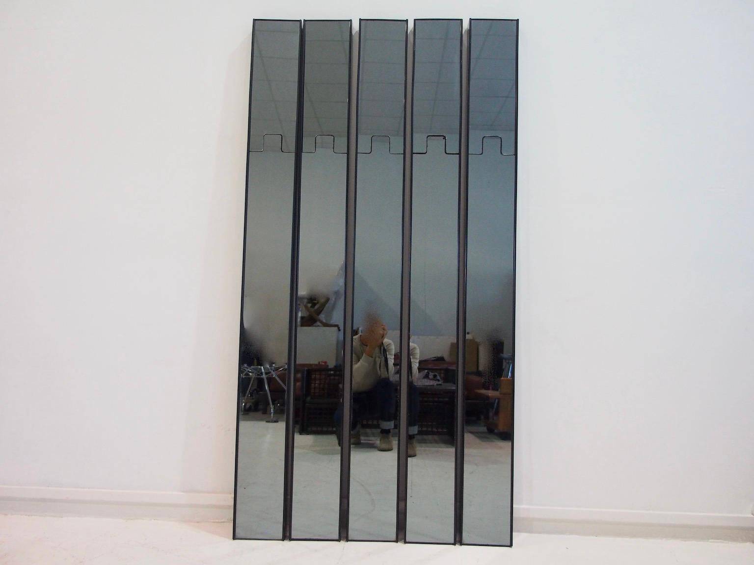 Modular wall mirror Gronda and coat rack Luciano Bertoncini for Elco