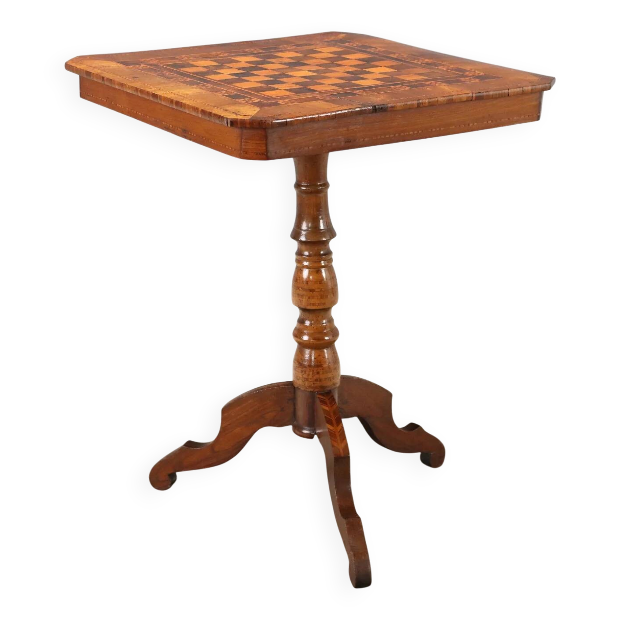 Marquetry table with chessboard pattern - Rolo, 19th century