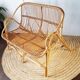 Bench into rattan 2 seater of the sixties