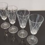 4 chiseled crystal flutes with vintage foot