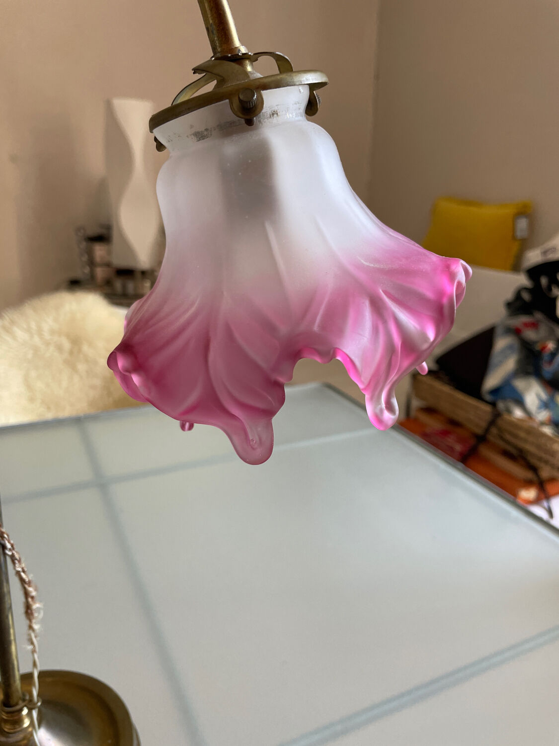 Brass and glass lamp