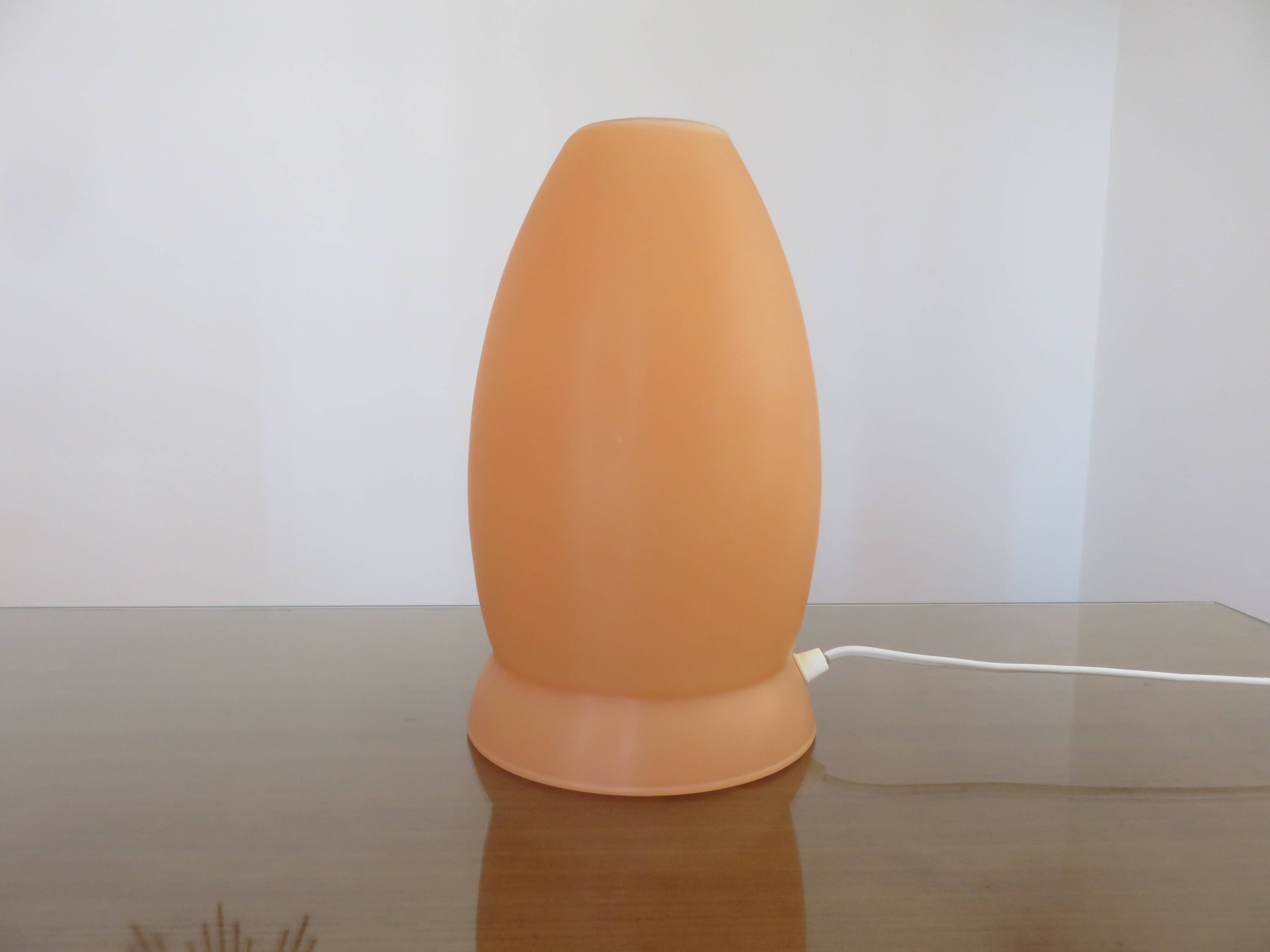 Mushroom lamp in pale orange opaline from the 70s