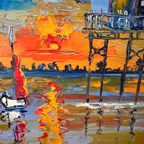 Knife painting by the painter Cevrik Dussaud: print on the tile, size 24x33