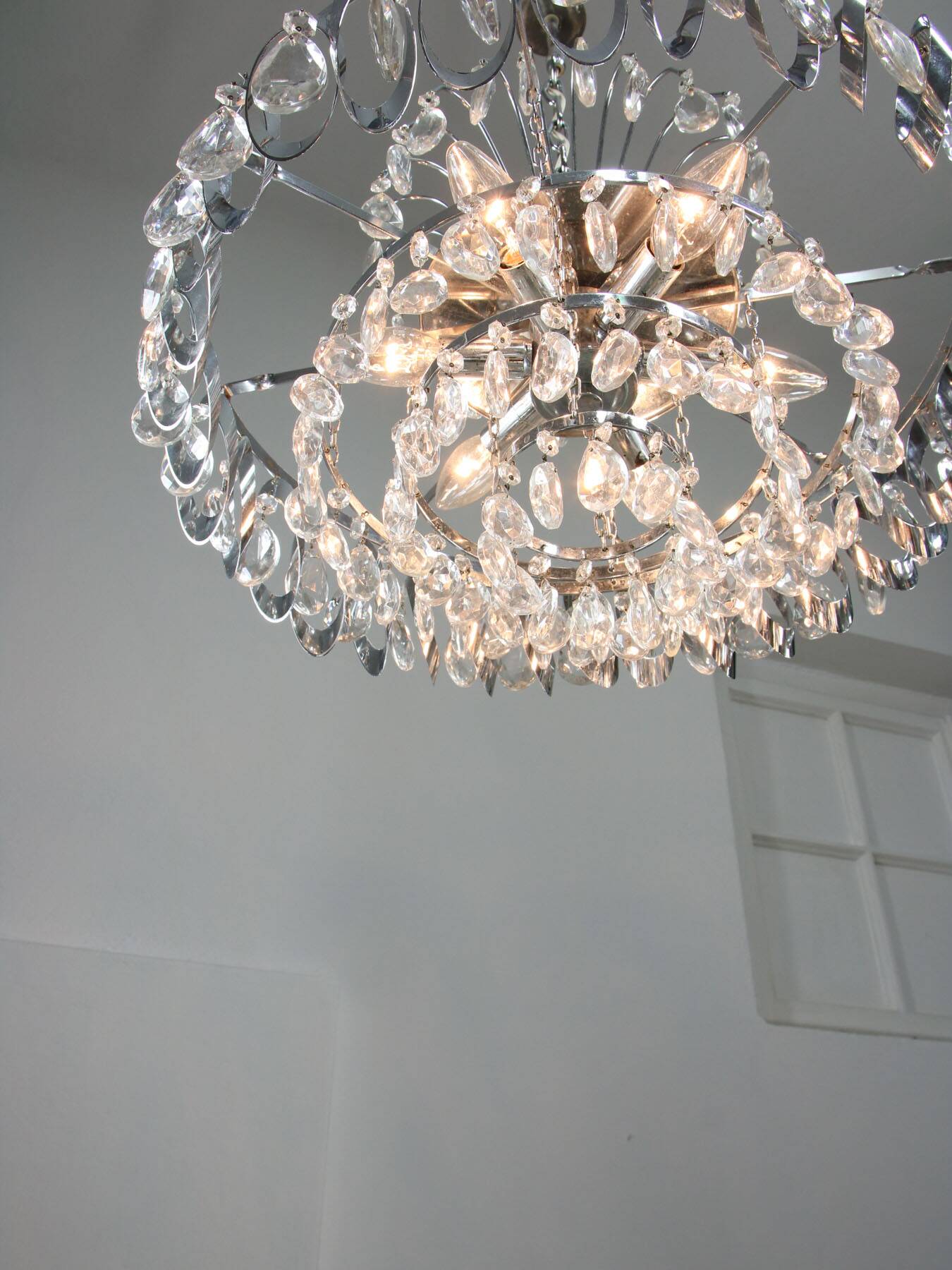 Lustre en cristal viennois vintage de taille moyenne, années 70