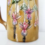 1900 earthenware pitcher with pink flowers