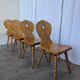 Set of 4 Vintage Tyrolean Heart Cutout Wooden Dining Chairs