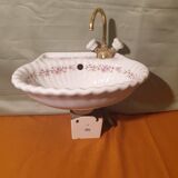 Small vintage sink paris porcelain les bains decorated with peach blossoms
