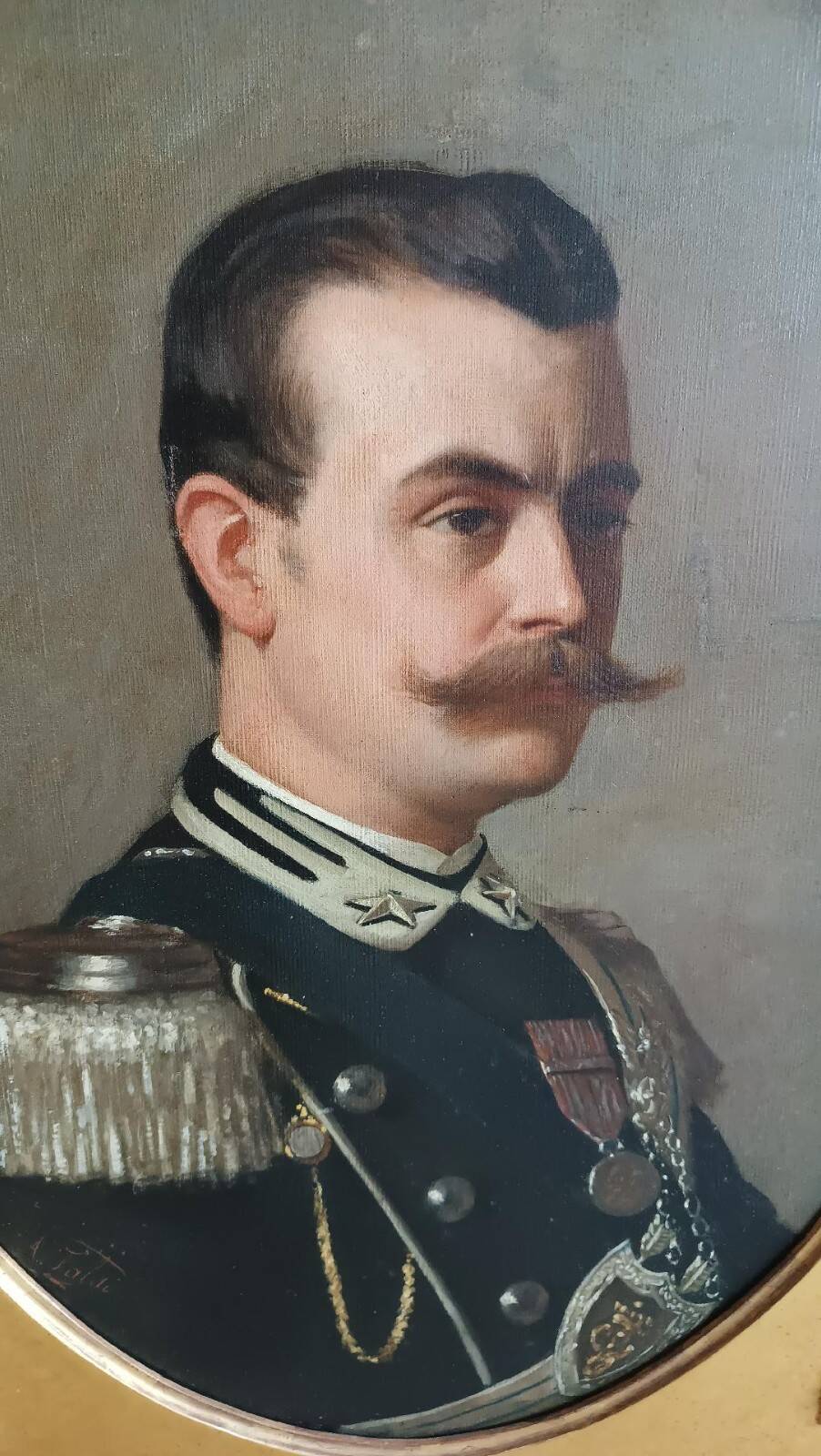 Antique painting portrait of a military gentleman, Arturo FALDI (Florence 1856-1911)