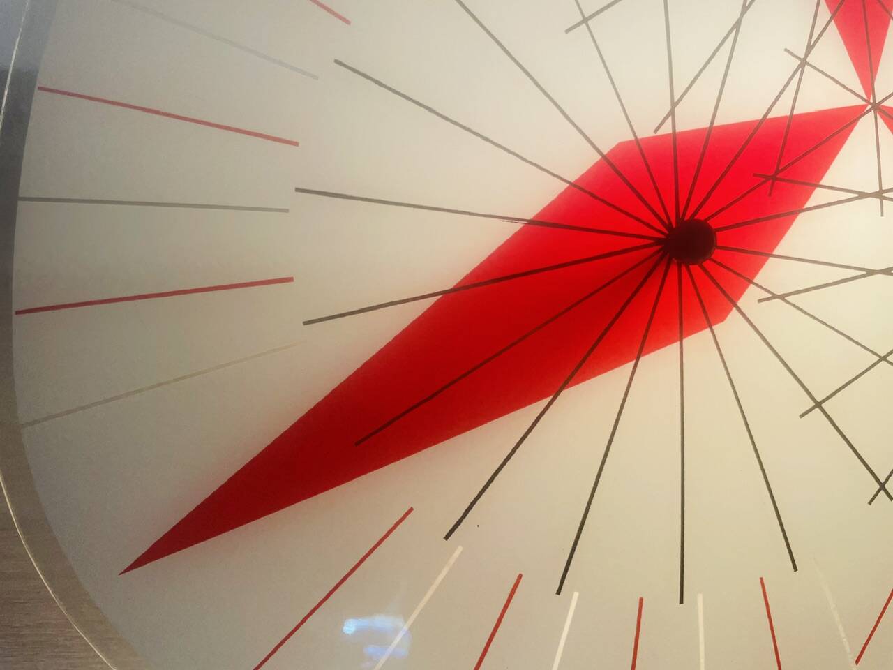 Vintage triangular ceiling light in glass and brass circa 1970s.